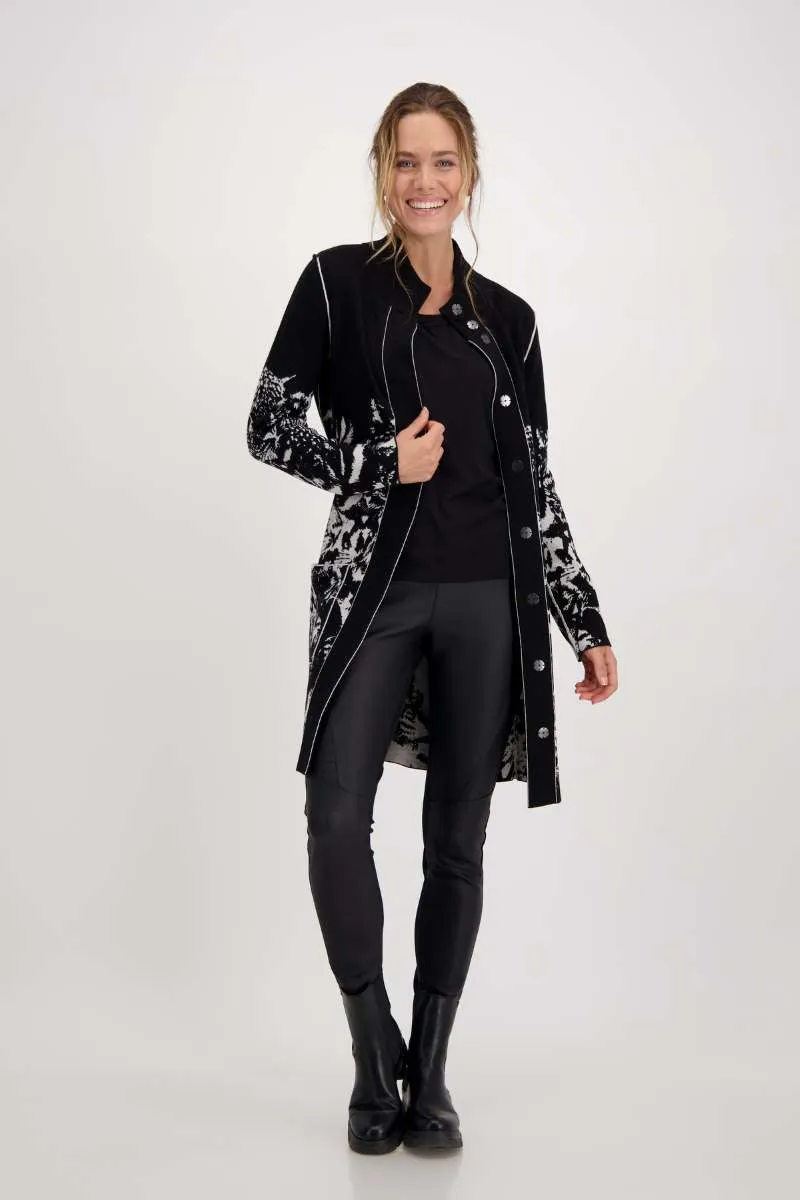 Jacket Knit Coat Tiger in Black Pattern 806690MNR by Monari  - OUTLET SALE