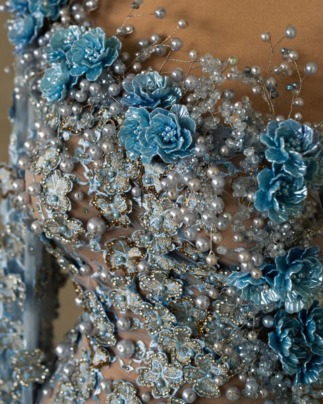 Jasmine Blue Dress with Flowers