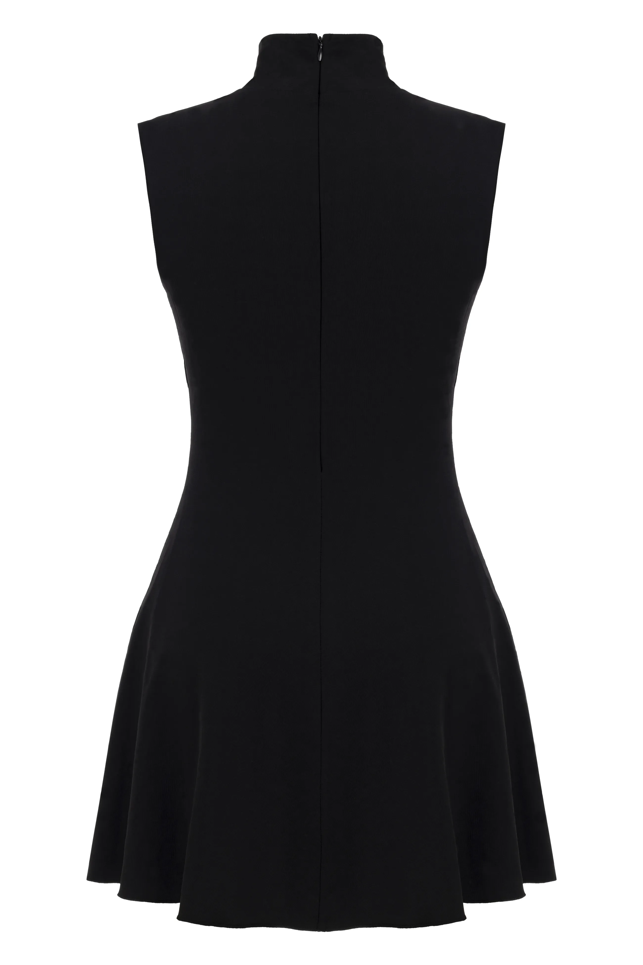 Jocelyn Mock Neck Mini Black Dress