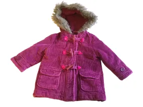 John Lewis Baby Magenta Pink Thick Winter Duffle Coat with Hood - Girls 6-9m