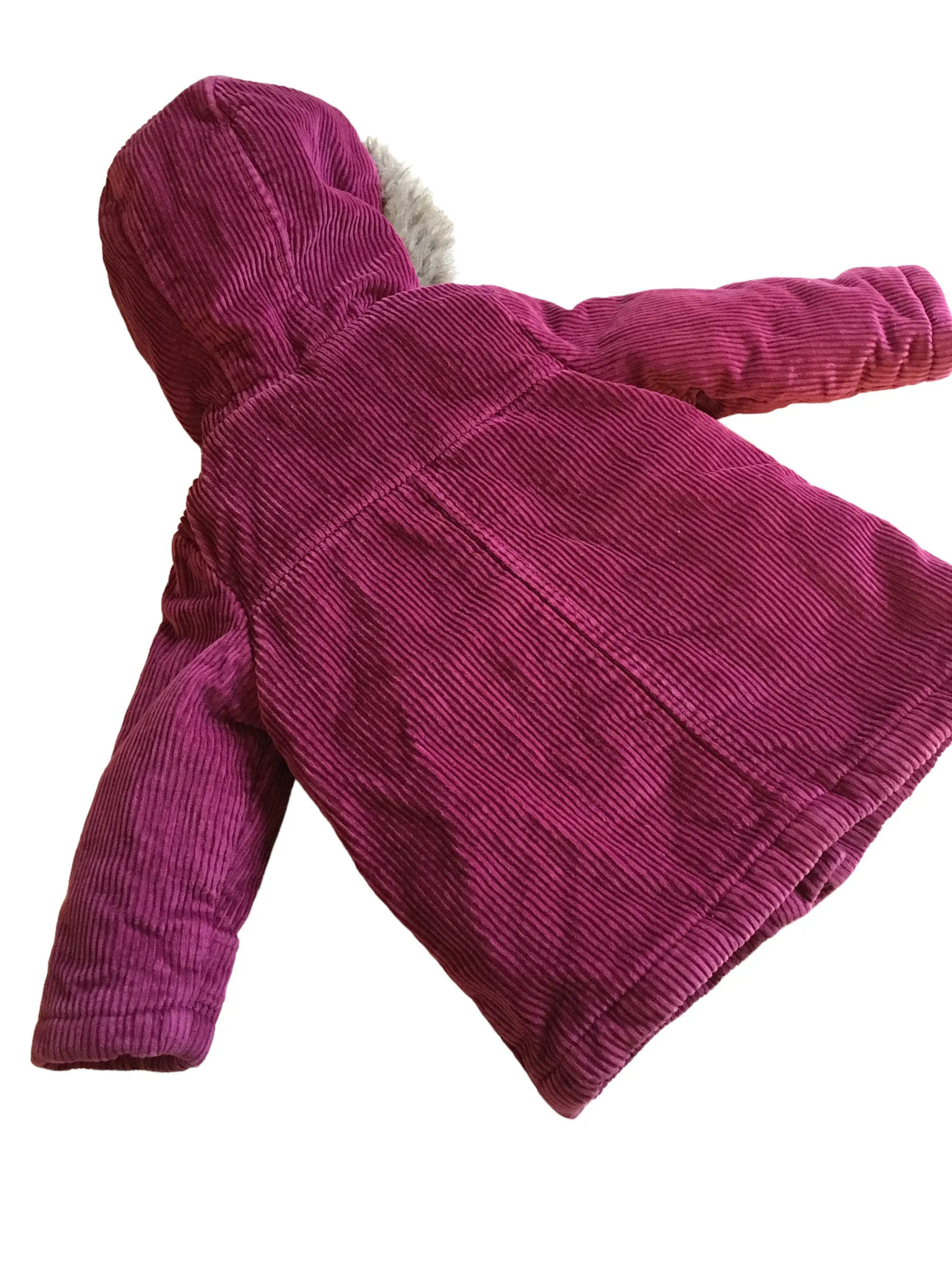 John Lewis Baby Magenta Pink Thick Winter Duffle Coat with Hood - Girls 6-9m