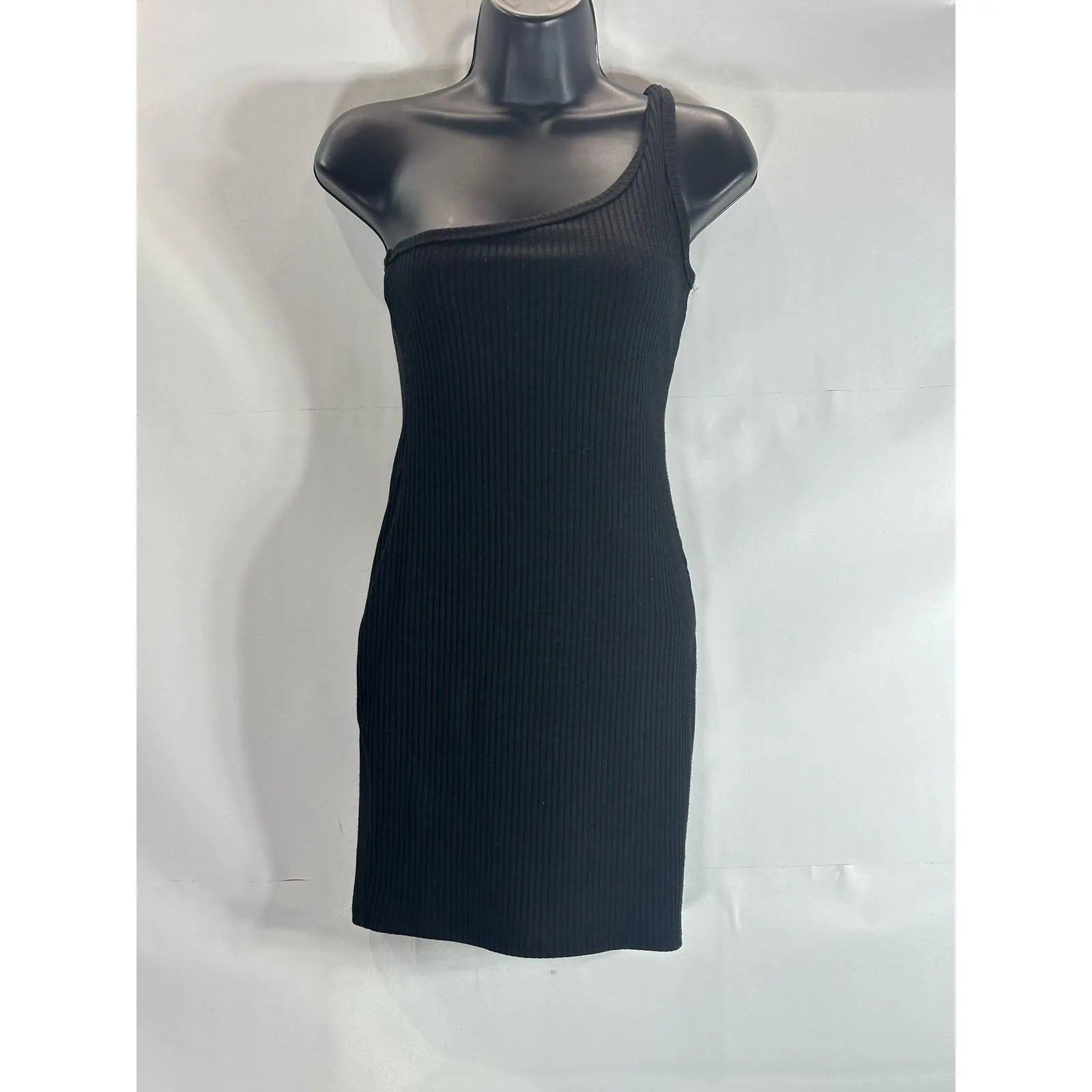 KENDALL & KYLIE Women's Black Ribbed One-Shoulder Bodycon Mini Dress SZ XS