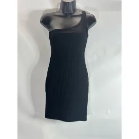 KENDALL & KYLIE Women's Black Ribbed One-Shoulder Bodycon Mini Dress SZ XS