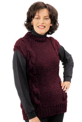 Knitted Sleeveless Cabled Mock Turtleneck Pattern (Knit)