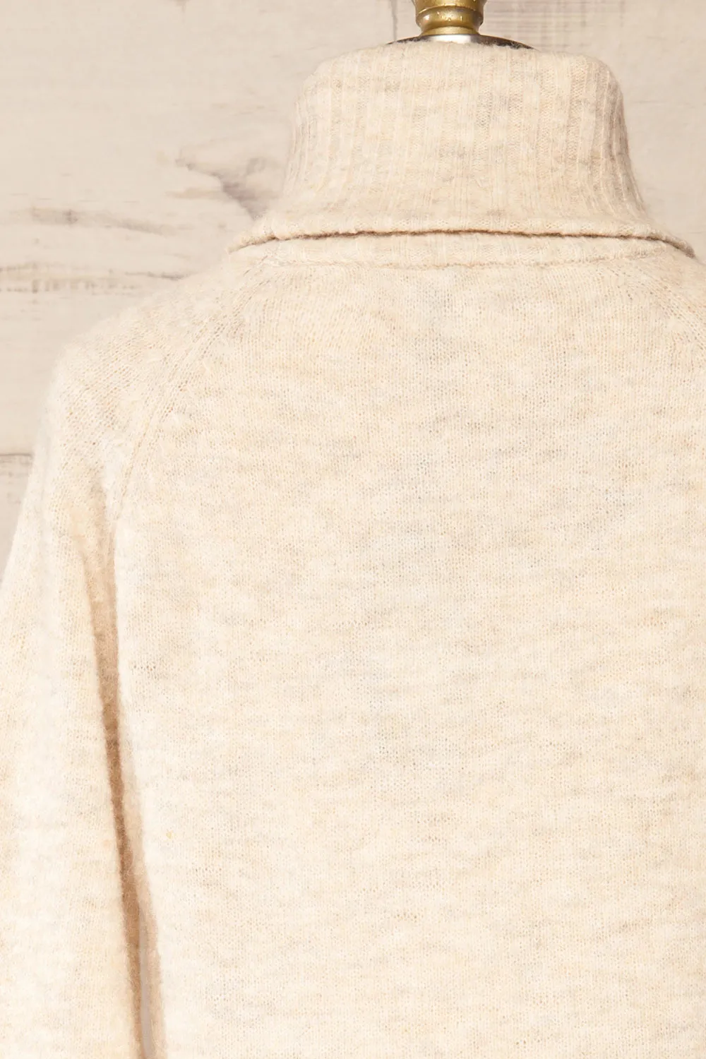 Kolono Beige | Melange Knit Turtleneck Sweater
