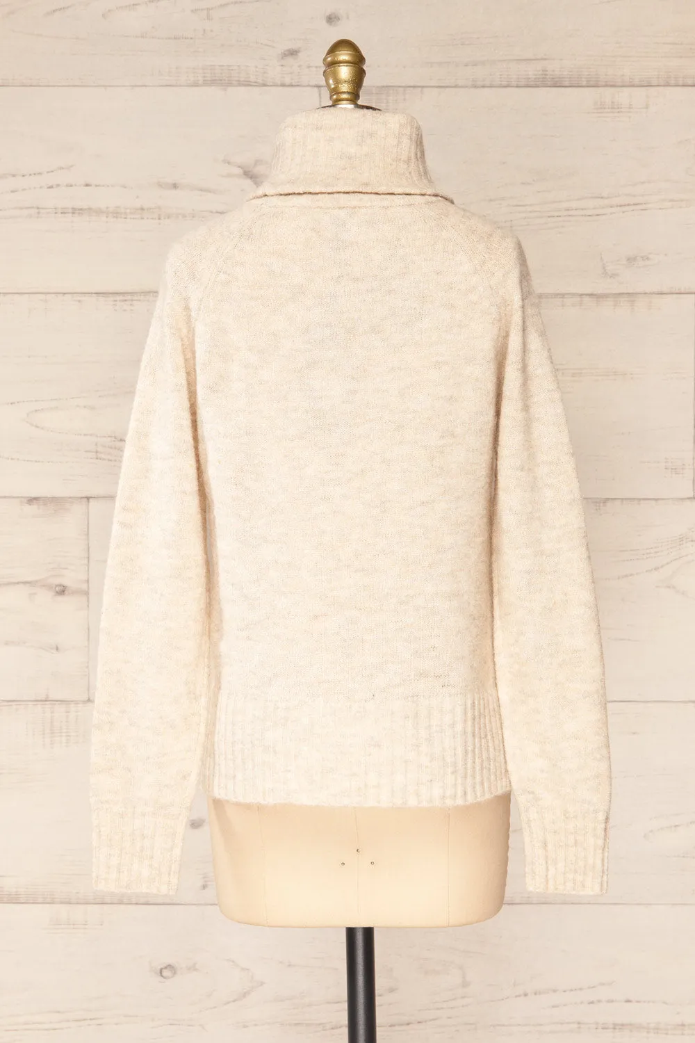 Kolono Beige | Melange Knit Turtleneck Sweater