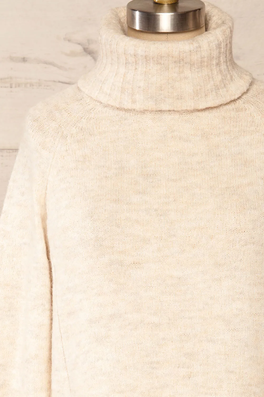 Kolono Beige | Melange Knit Turtleneck Sweater