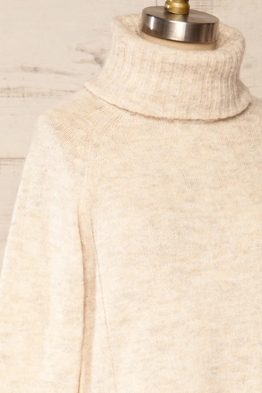 Kolono Beige | Melange Knit Turtleneck Sweater
