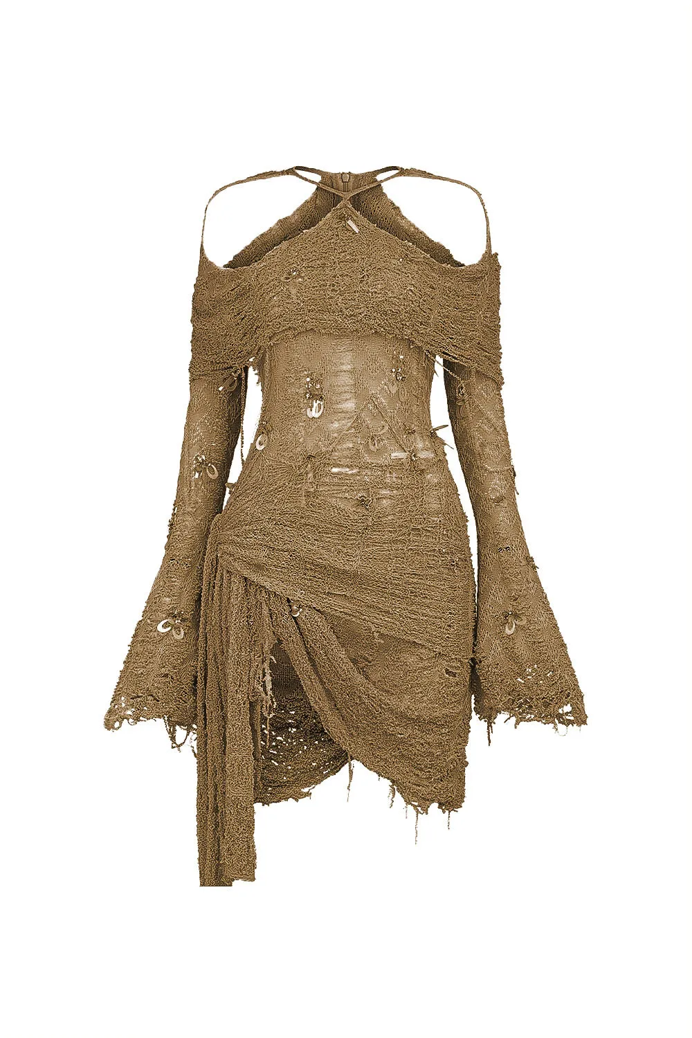 Ladylike Bodycon Asymmetric Wool Mini Dress