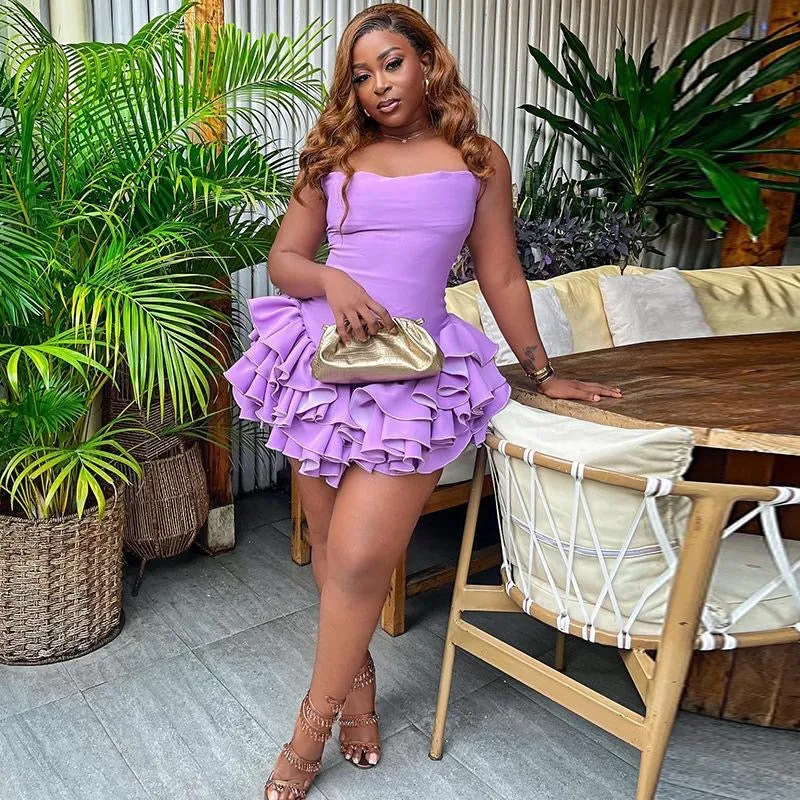 Lavender Ruffle Mini Dress