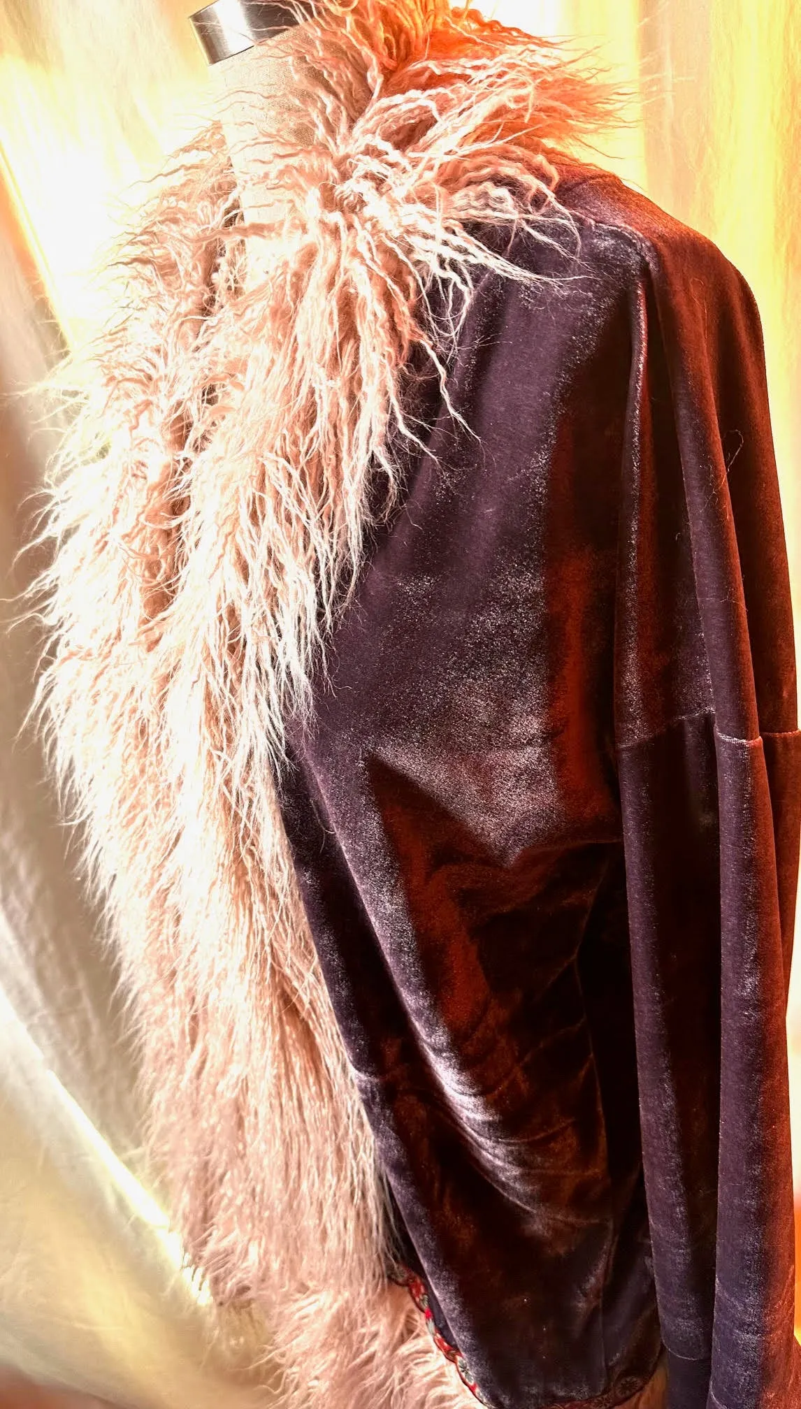 Lavender Stretch Velvet Unlined Coat