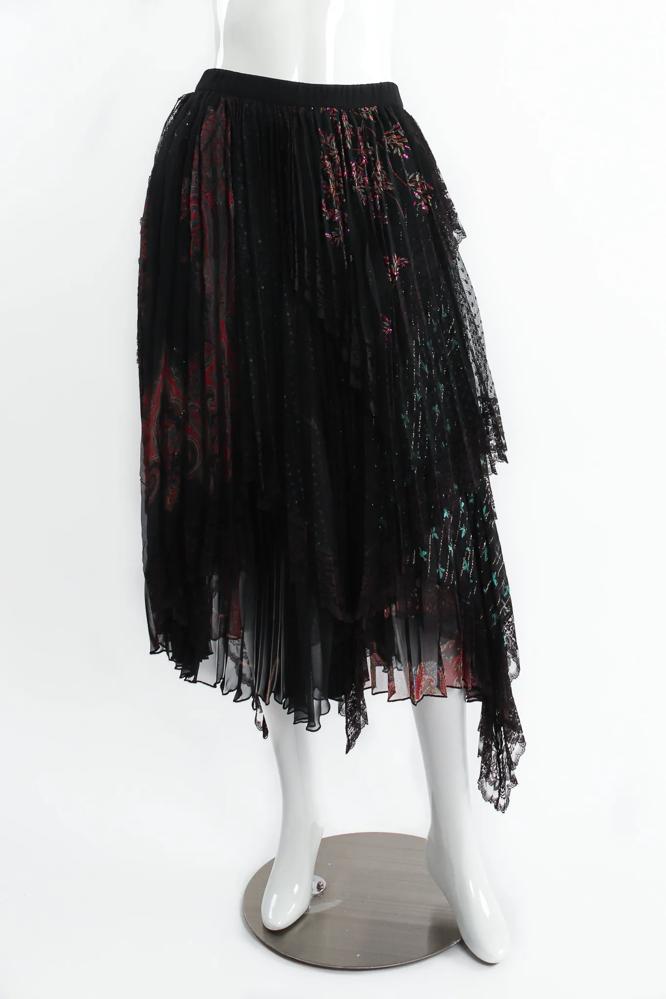 Layered Mesh Lace Pleated Skirt II
