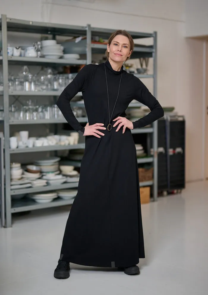 LONG DRESS W/JEWELRY - 98058 - BLACK