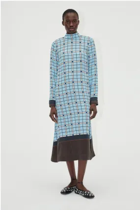 Long Sleeve Midi Dress - Window Check