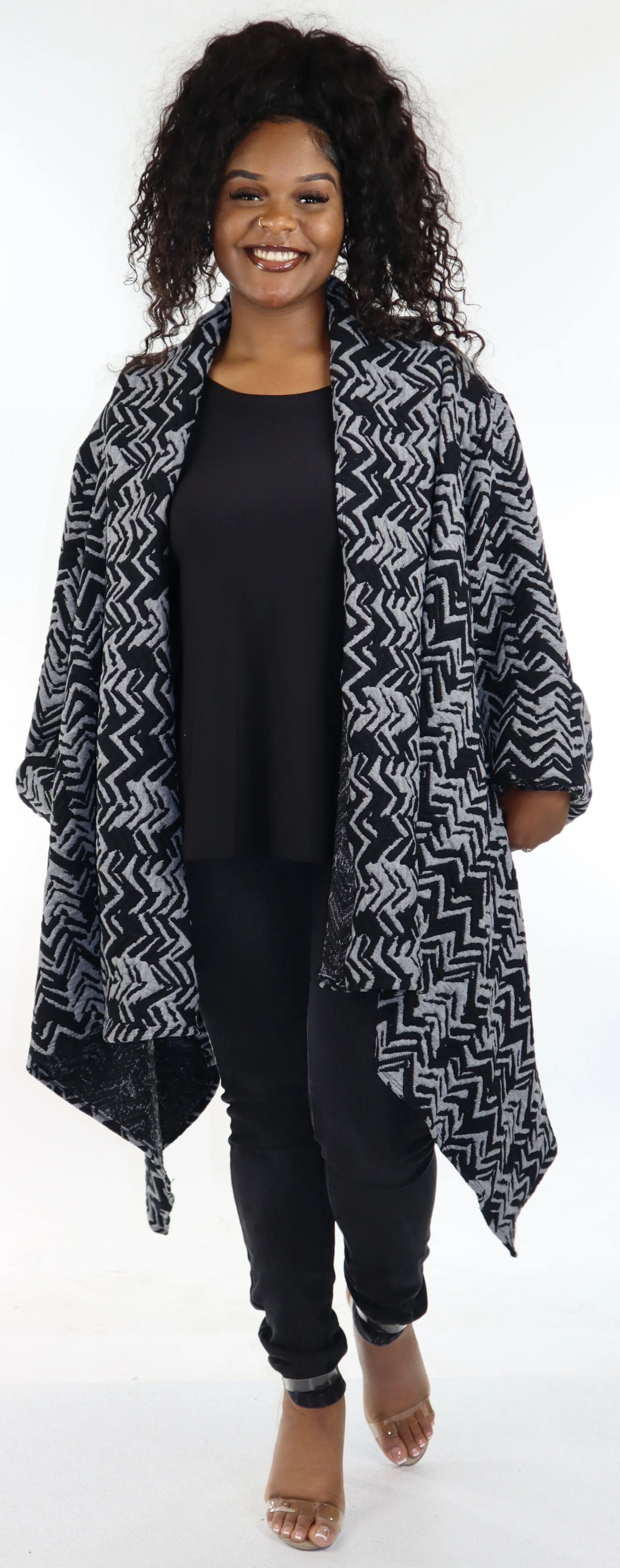 Made in USA, Ultimate Travelers Jacket, Plus Size Jacket, Jacqaurd Duster, Chevron  print Jacket, Jacquard Coat, Winter jacket, winter coat.