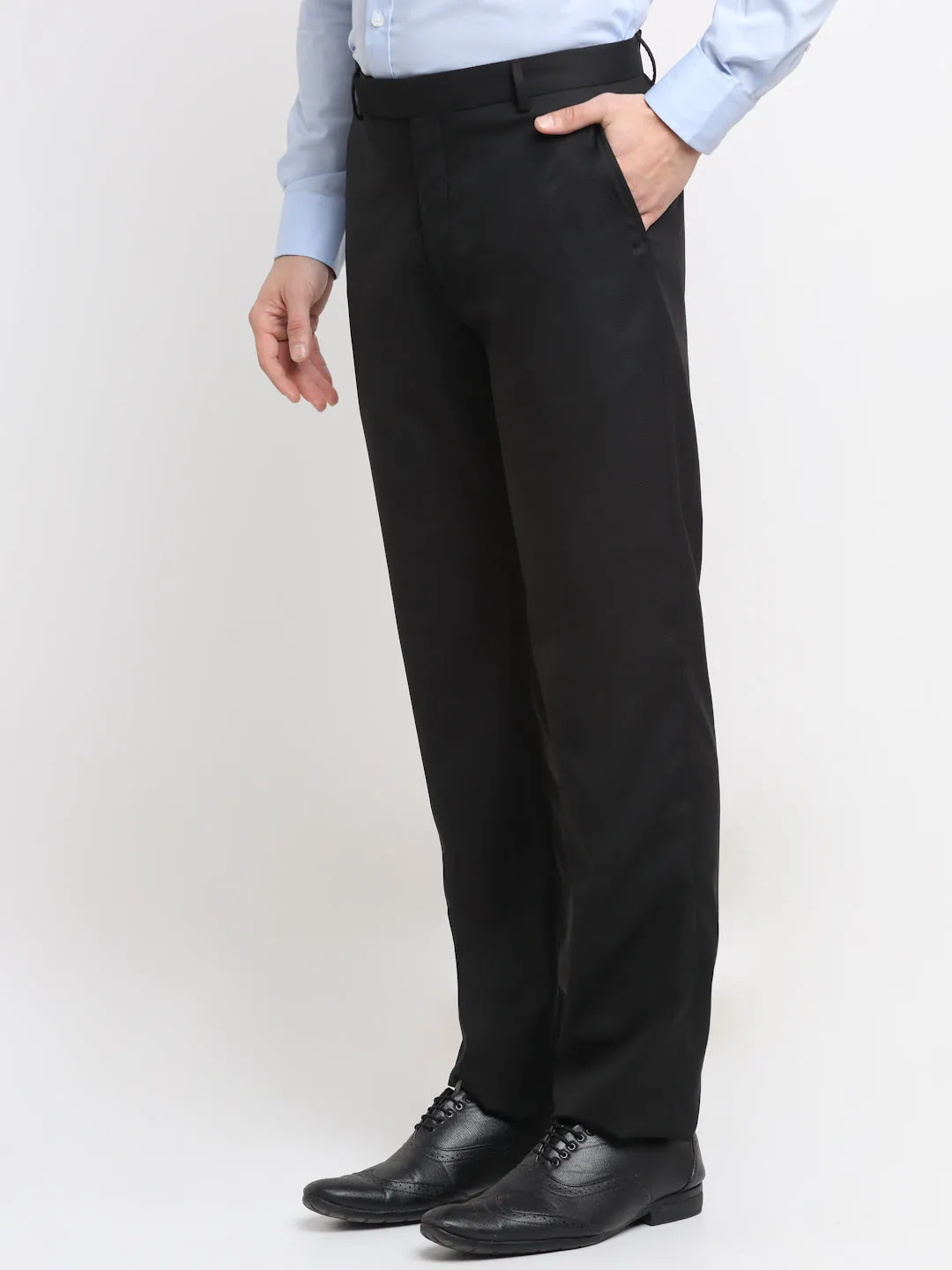 Men's Formal Flat front Black  Trousers