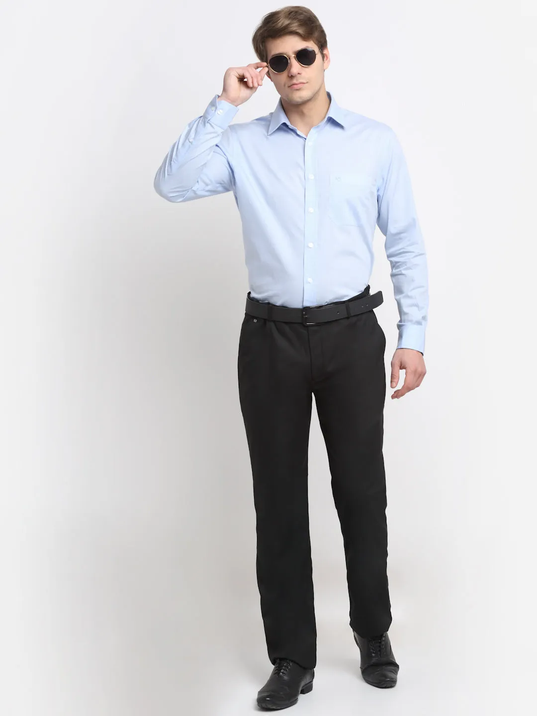 Men's Formal Flat front Black  Trousers