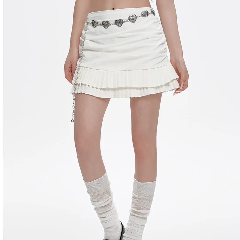 Milk White Double-Layer Mini Skirt
