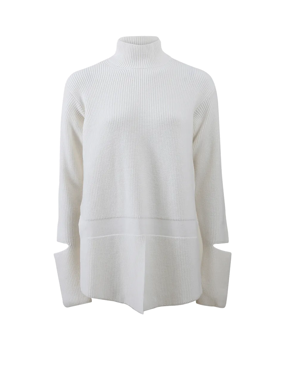 Mock Turtleneck Slit Pullover