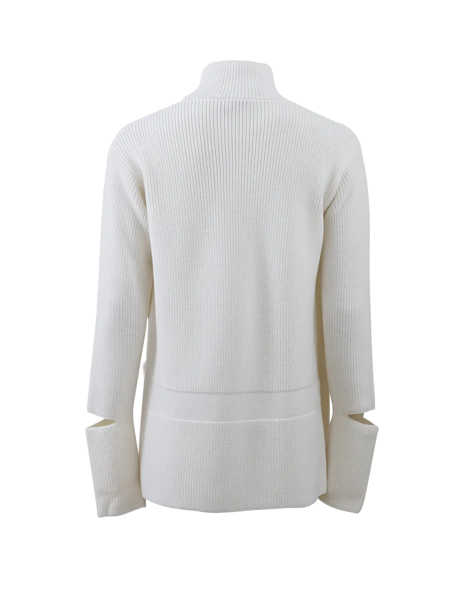 Mock Turtleneck Slit Pullover