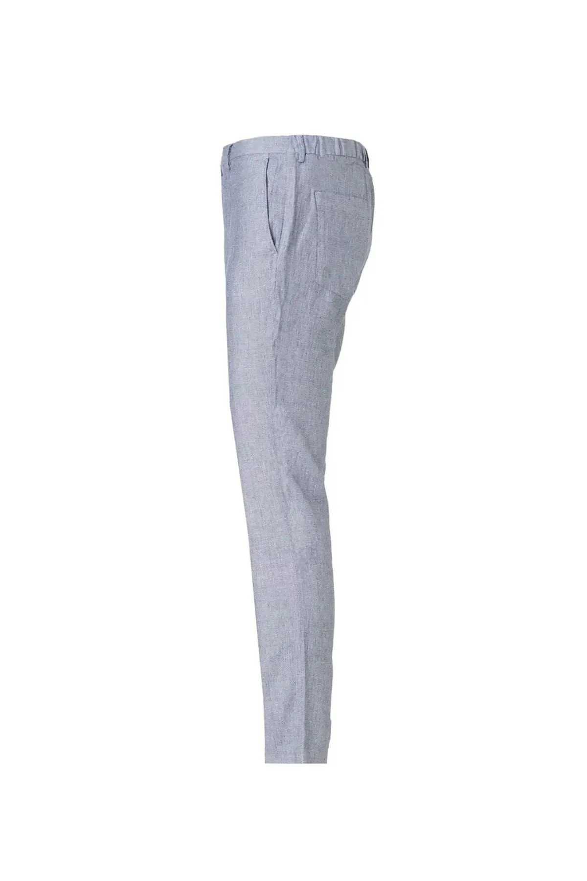 Navy Blue Linen Leon Men's Trousers