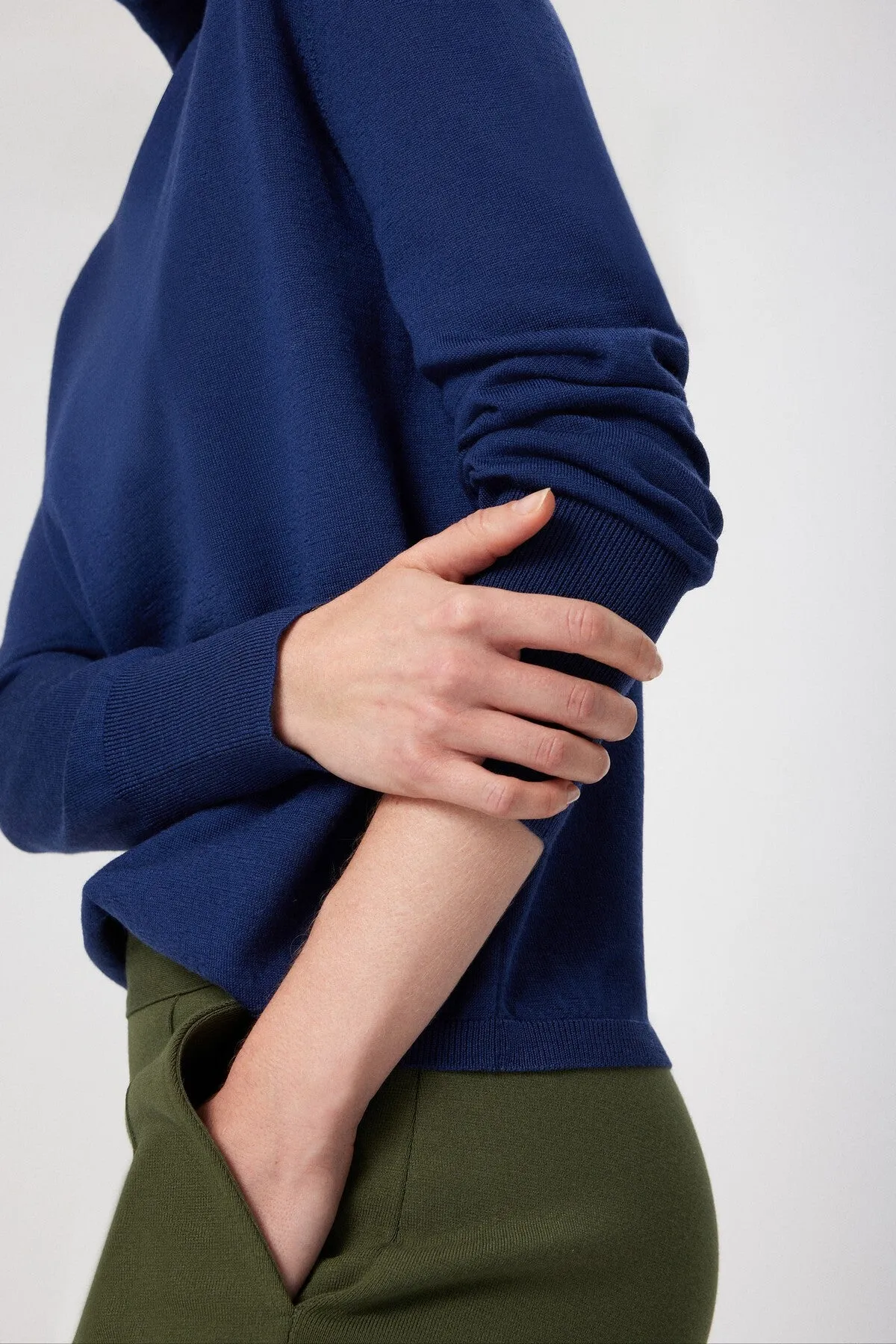 Navy Blue Turtleneck Long Sleeve Sweater