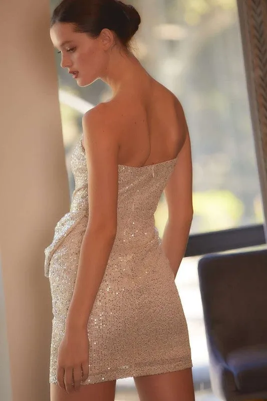NIKKI SEQUIN DRESS - CHAMPAGNE
