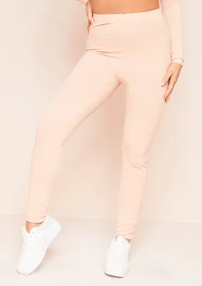 Nova Peach Plain Ribbed Leggings