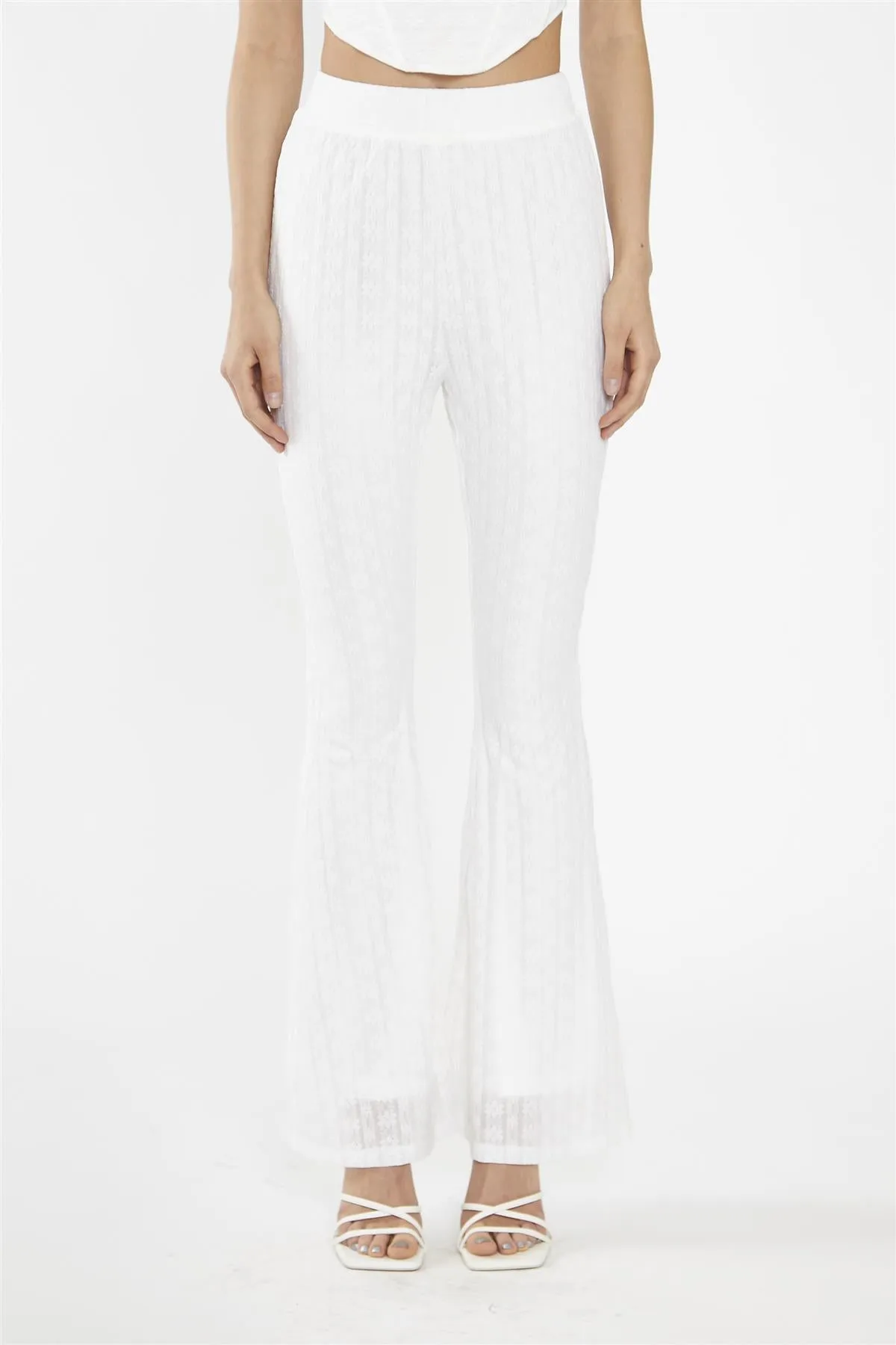 Off-White Lace High Waisted Flared Trousers