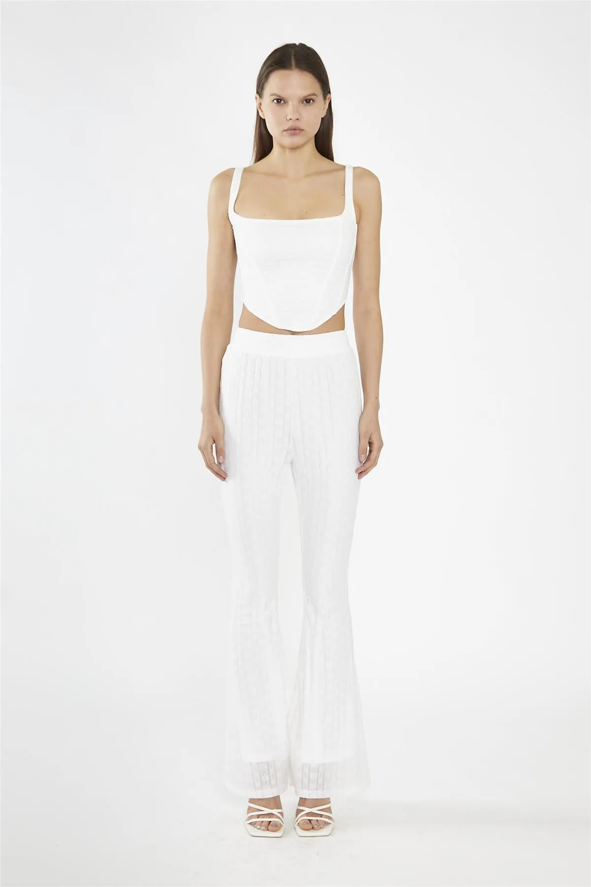 Off-White Lace High Waisted Flared Trousers