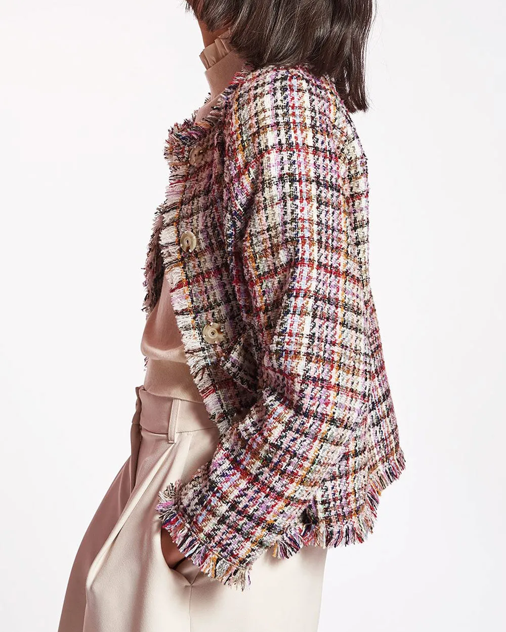Off White Tweed Fringe Jacket