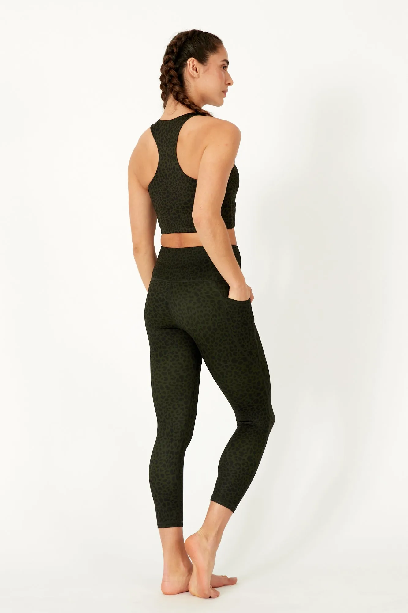 Olive Leopard High Waisted 7/8 Pocket Legging