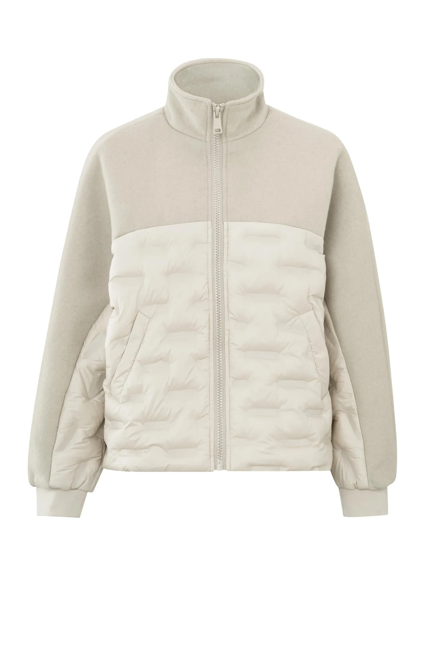 Oversized cropped jacket with long sleeves and high collar