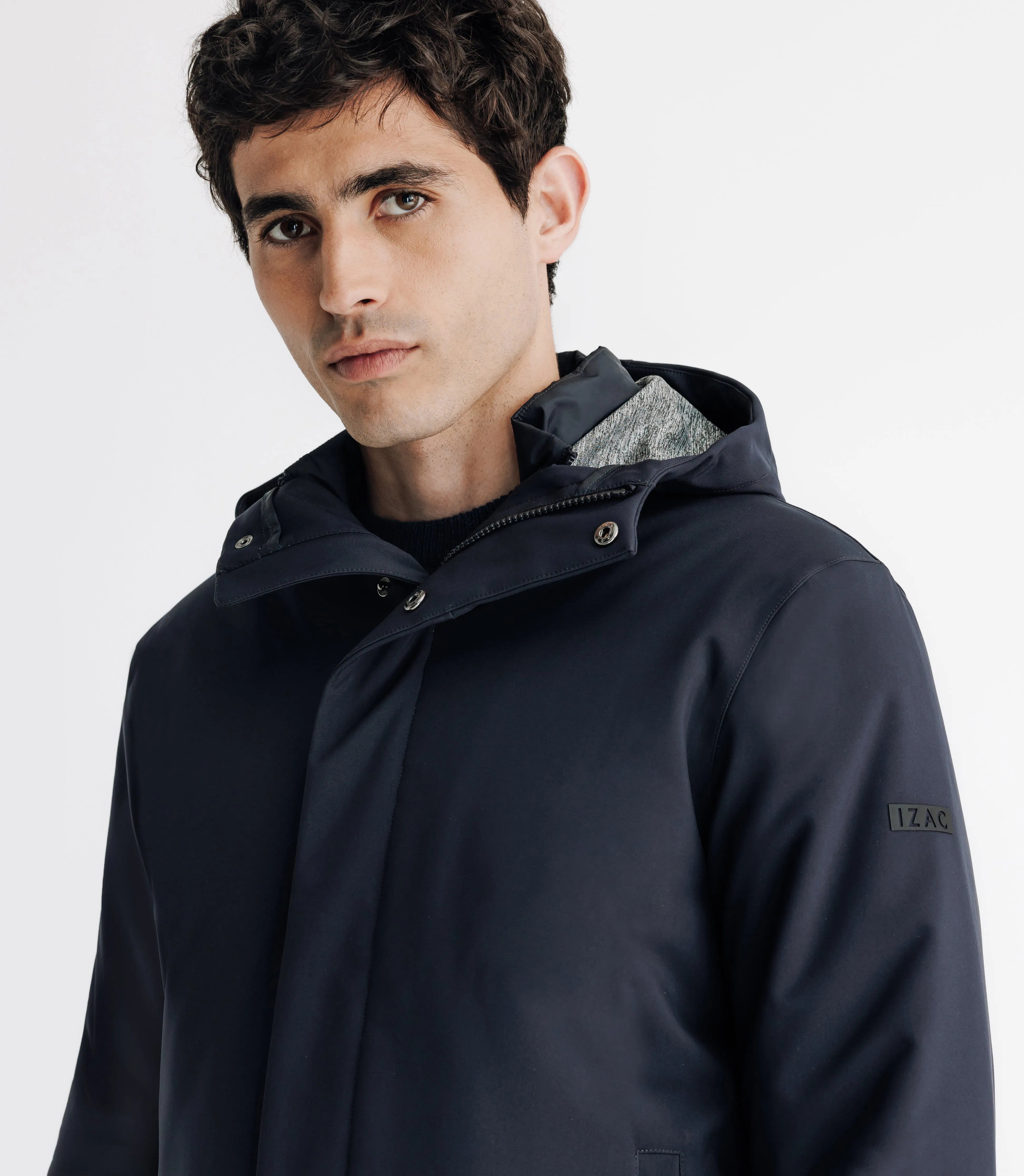 Parka courte avec col montant marine