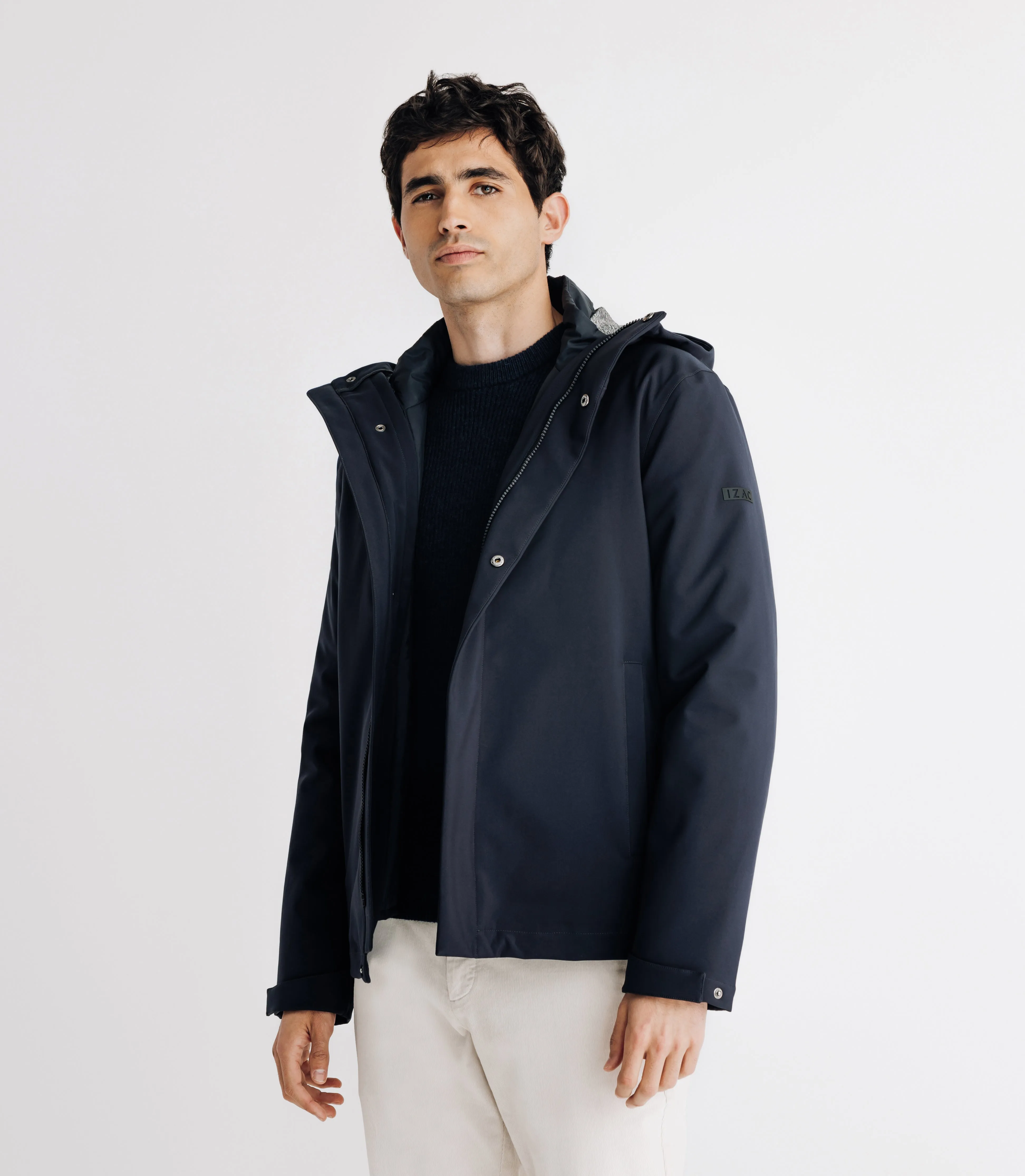 Parka courte avec col montant marine