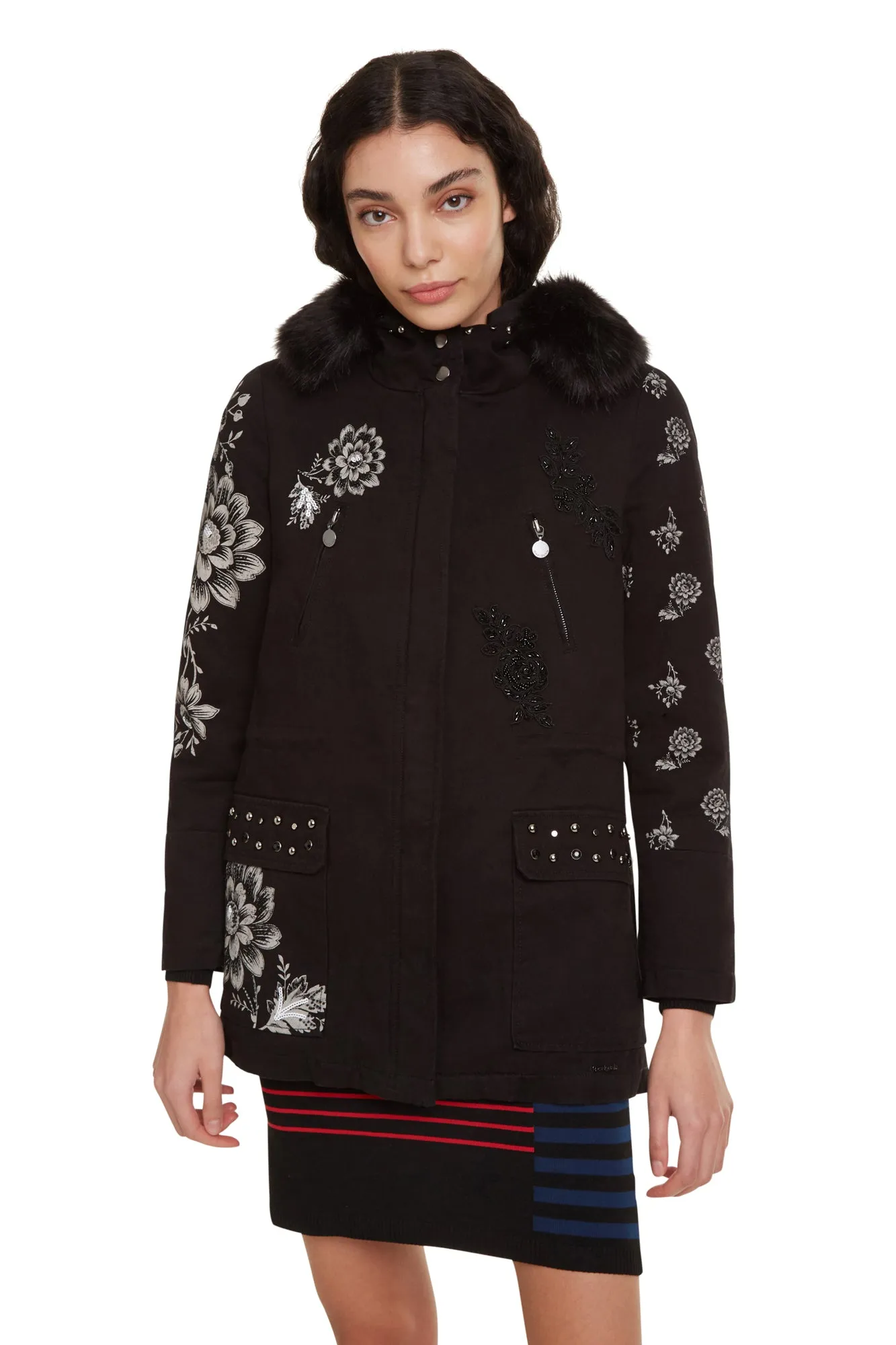 Parla Floral Thick Parka Jacket Desigual Style 19WWEW91