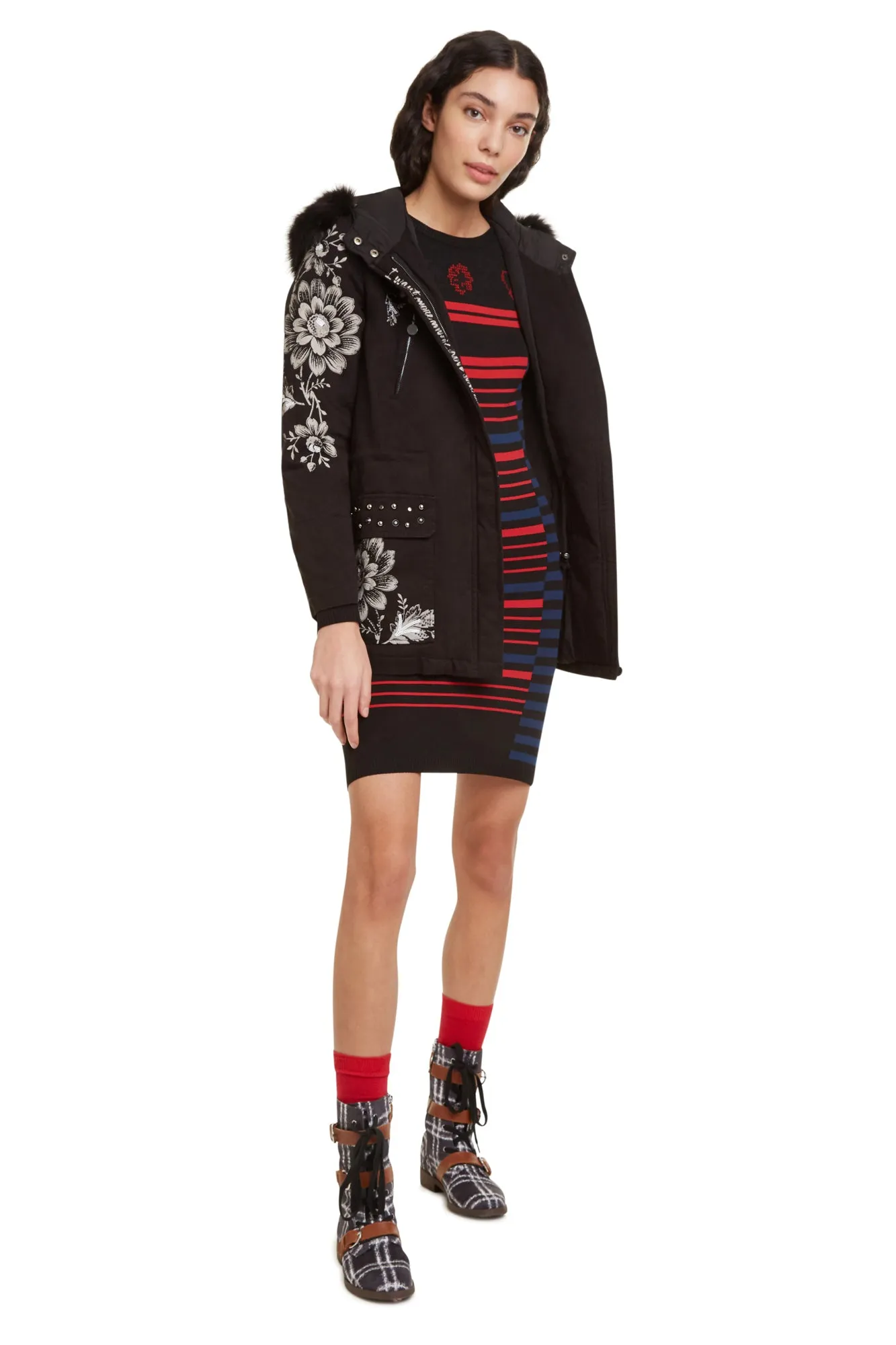Parla Floral Thick Parka Jacket Desigual Style 19WWEW91