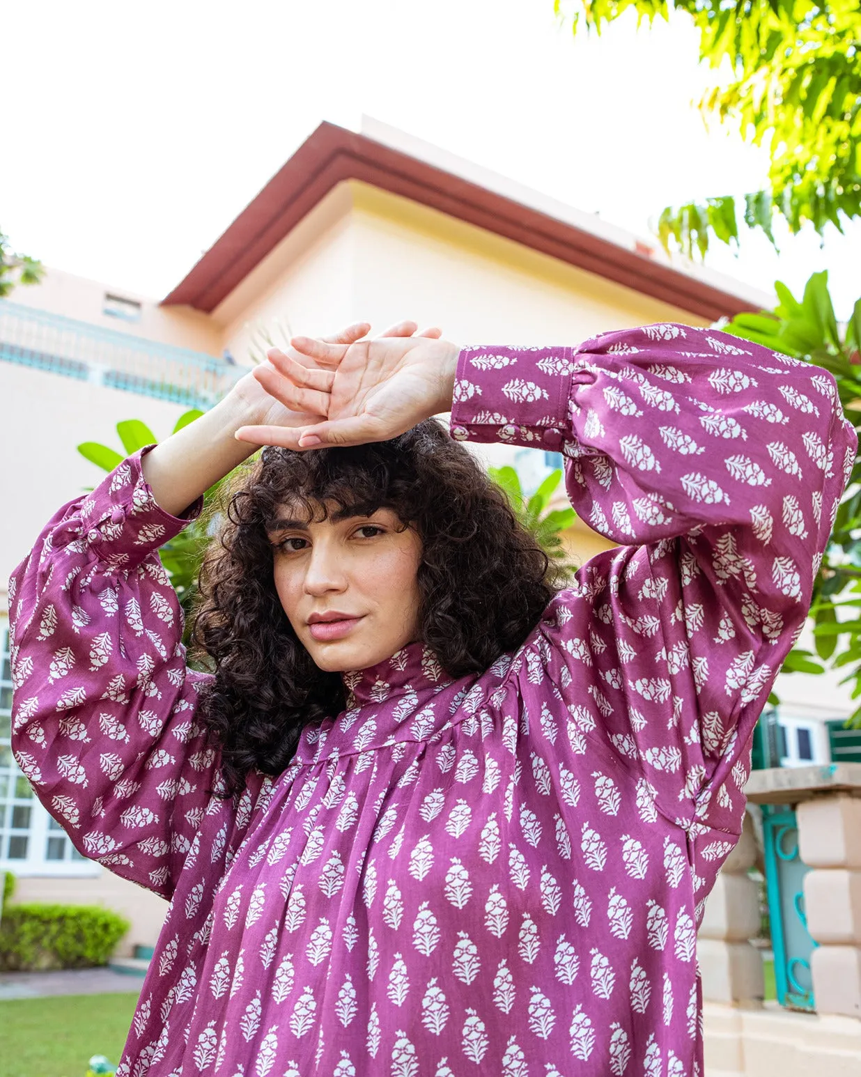 PEONY PINK PRINTED TURTLENECK DRESS