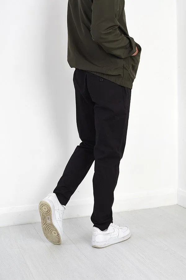 PLAIN COTTON TWILL CUFFED TROUSERS
