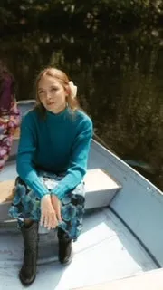 Point Crop Turtleneck Pullover in Blue Harbor