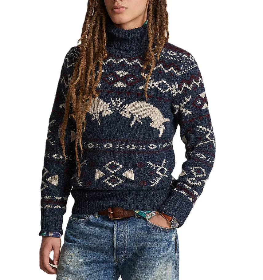 Polo Ralph Lauren MEN Wool Cashmere Patterned Turtleneck Sweater