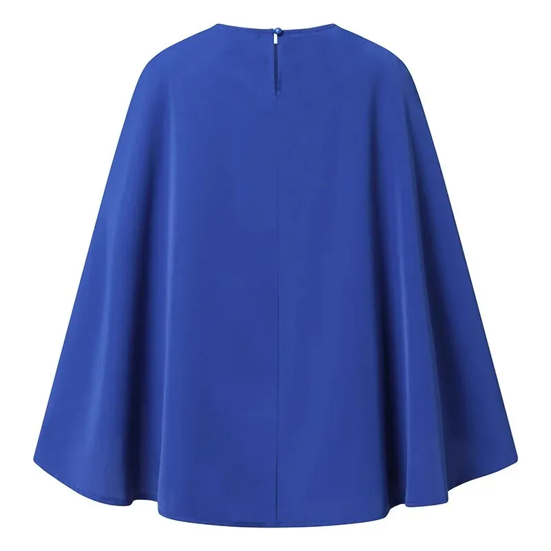 Poncho Style Casual O Neck Loose Tunic Blouse