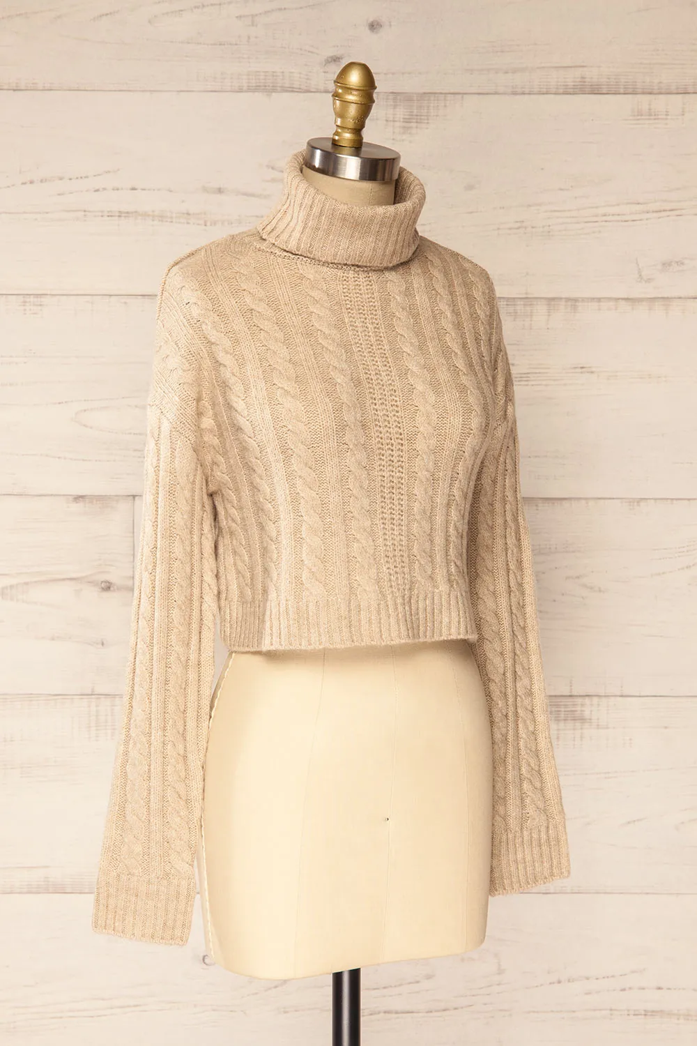 Pulborough Beige | Cropped Turtleneck Sweater
