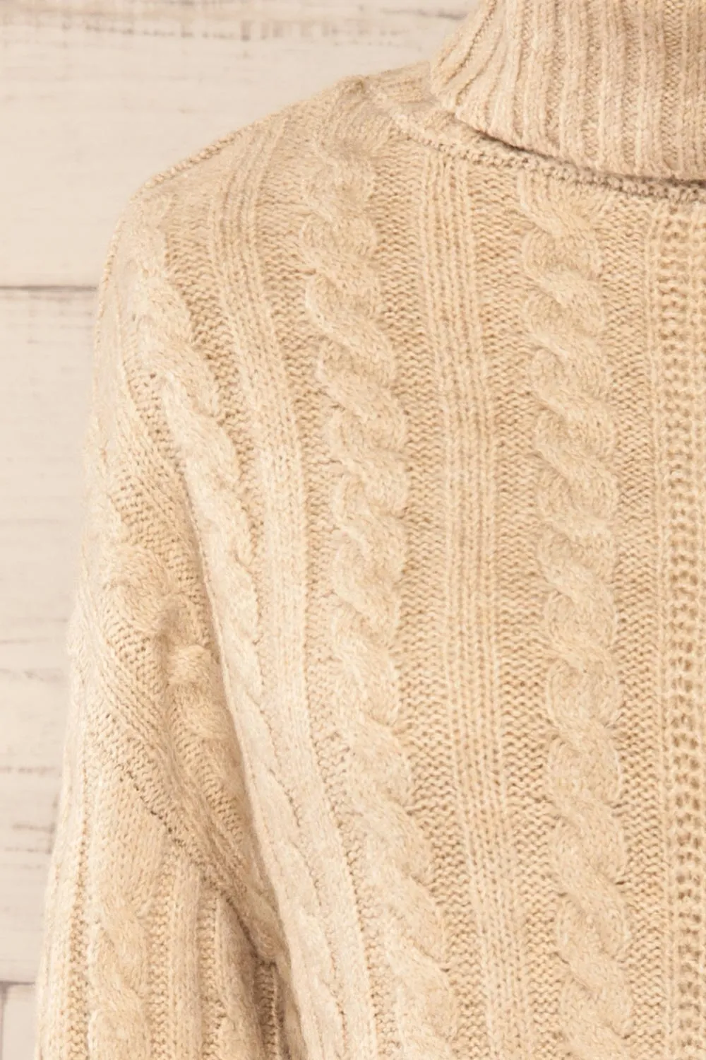 Pulborough Beige | Cropped Turtleneck Sweater