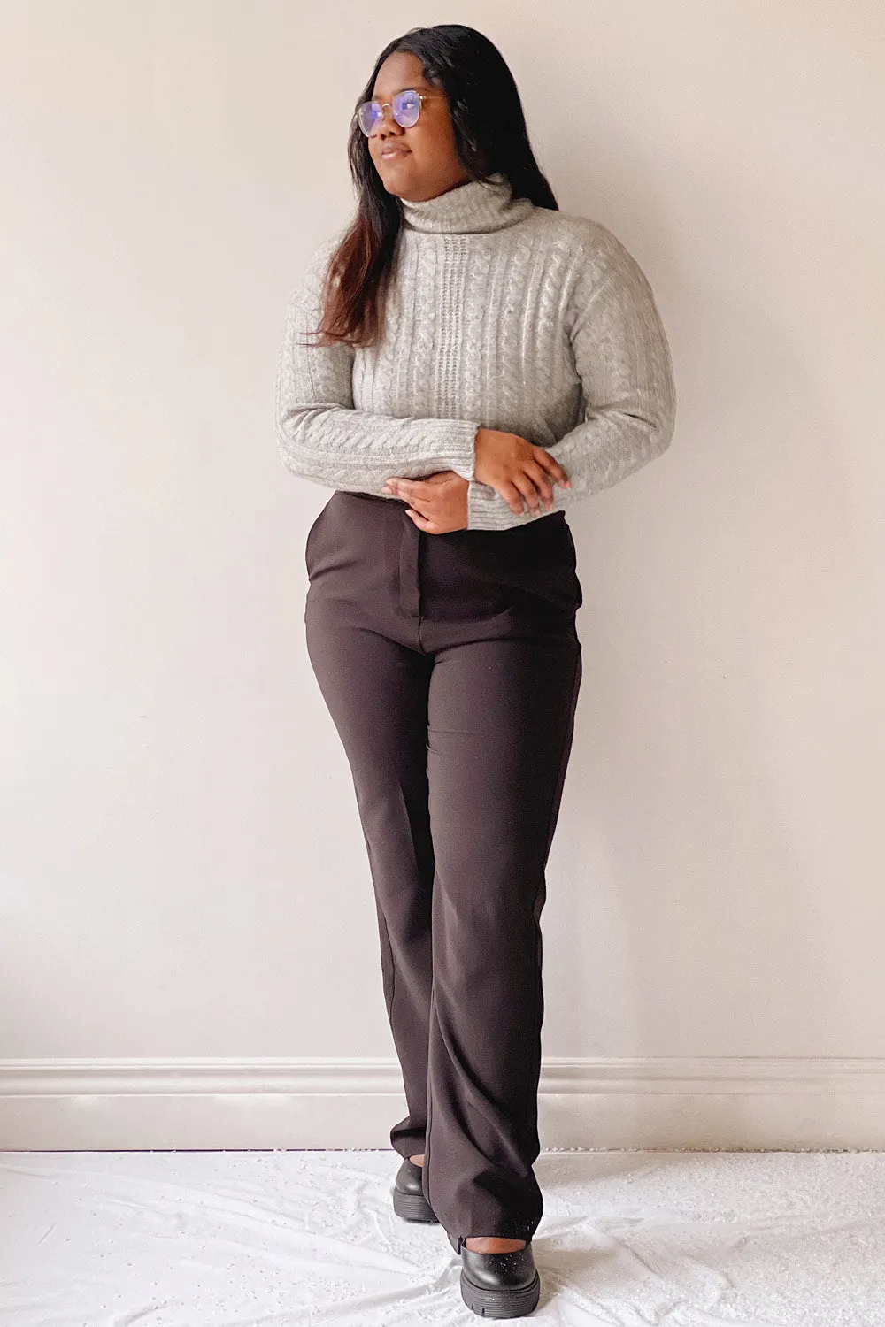 Pulborough Beige | Cropped Turtleneck Sweater