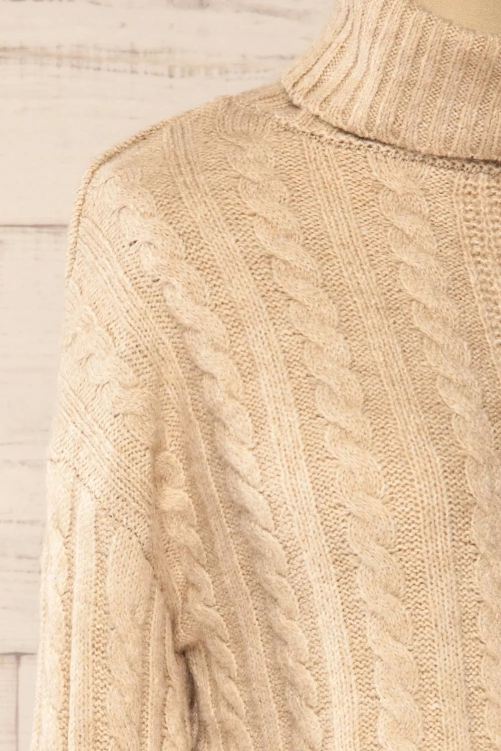 Pulborough Beige | Cropped Turtleneck Sweater