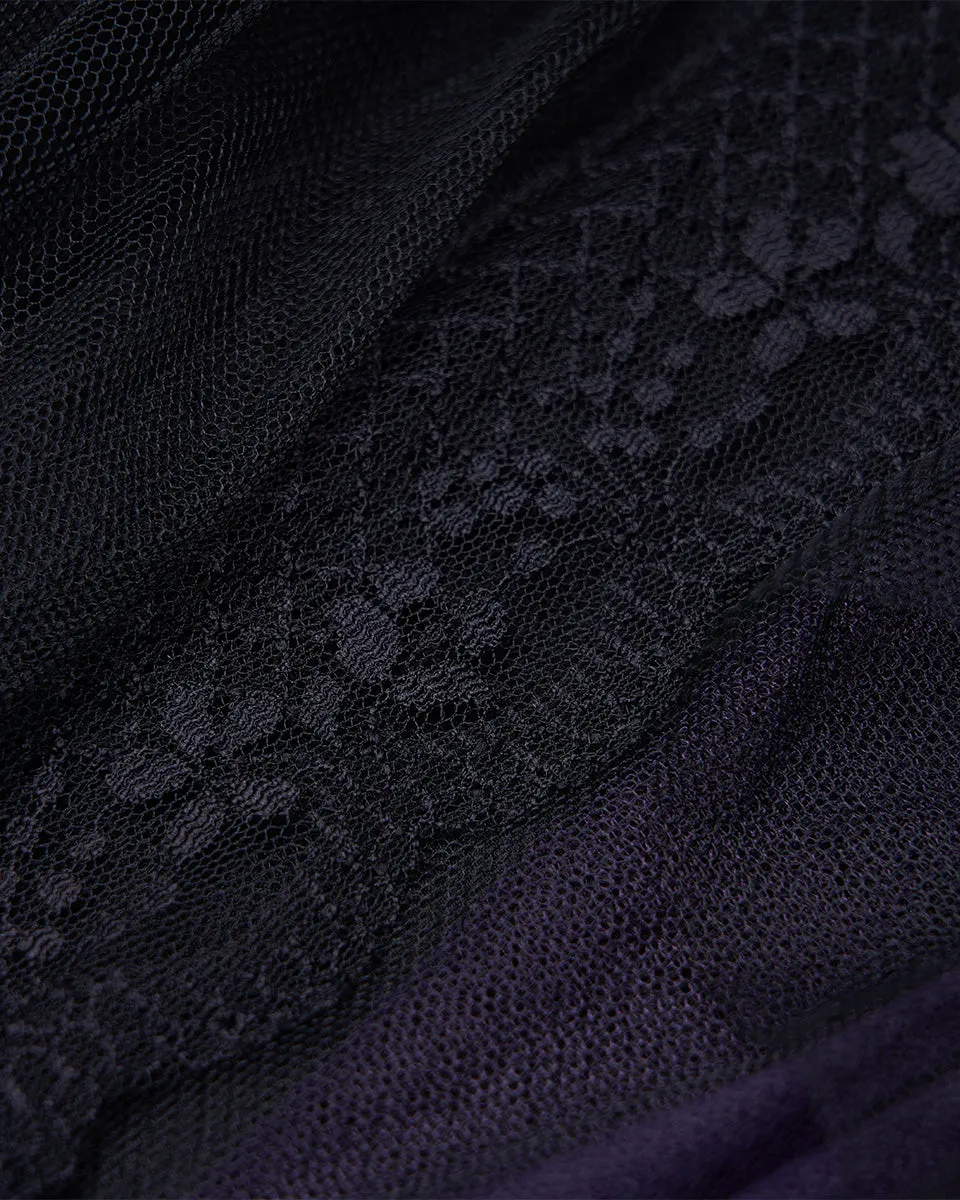 Punk Rave Daily Life Layered Mesh Electropunk Asymmetric Skirt - Black & Purple