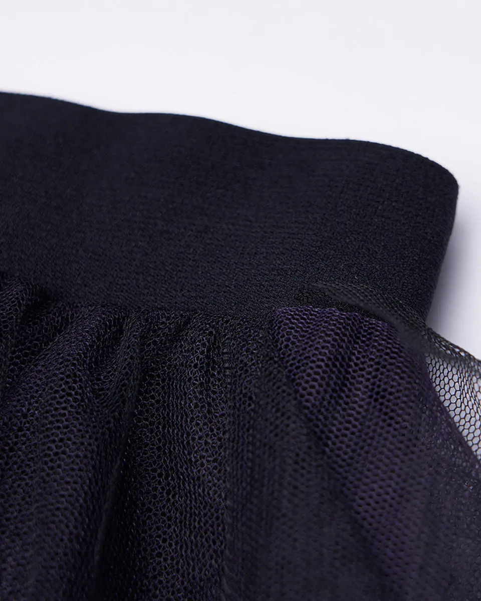 Punk Rave Daily Life Layered Mesh Electropunk Asymmetric Skirt - Black & Purple