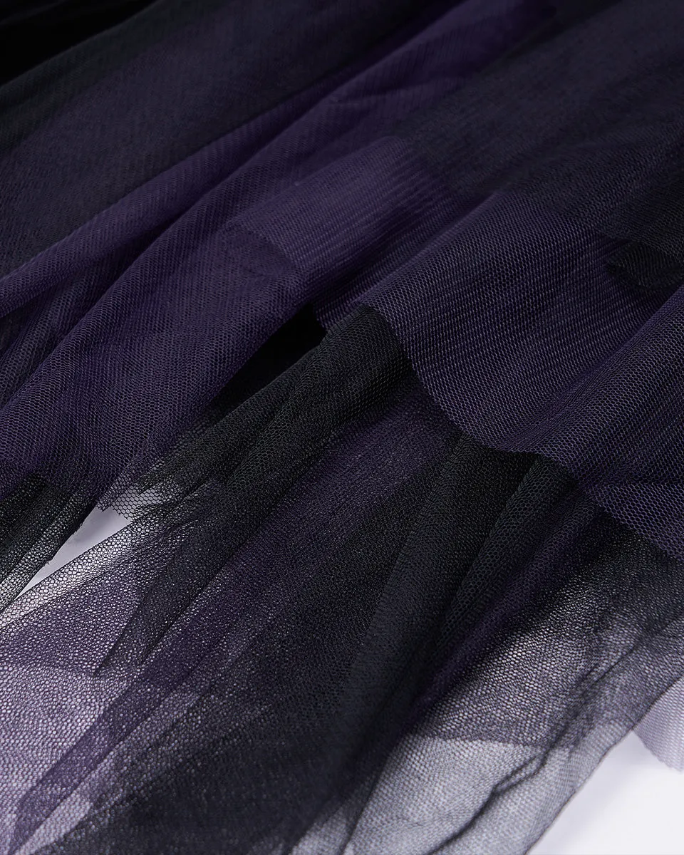 Punk Rave Daily Life Layered Mesh Electropunk Asymmetric Skirt - Black & Purple