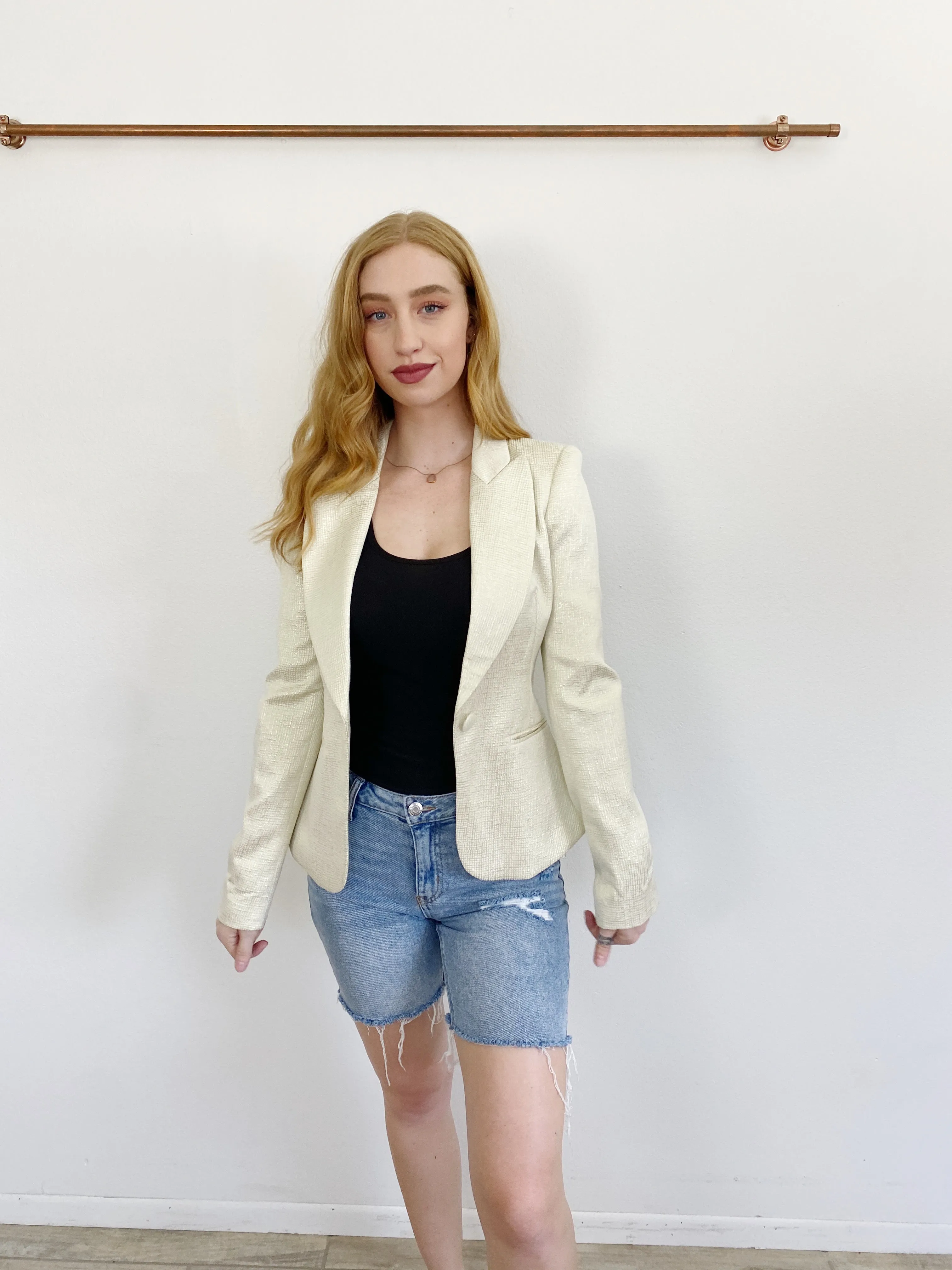 RACHEL ZOE Golden Cream Tweed Blazer NWT 6